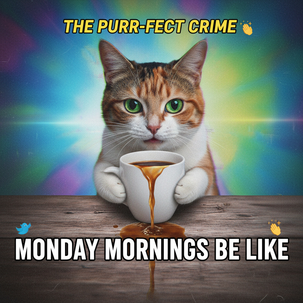 My cat just stared into my soul while slowly pushing my coffee cup off the table.