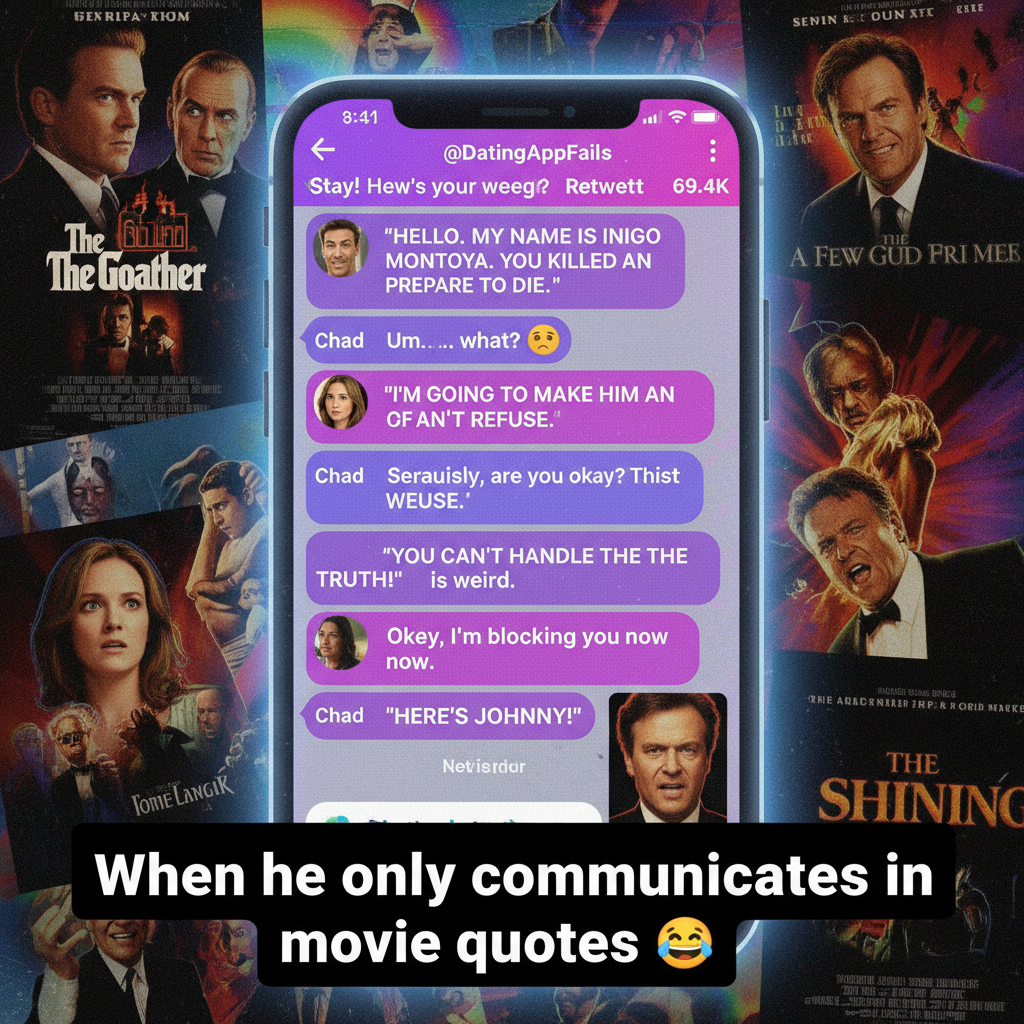 Matched with someone who only communicated in movie quotes. It was a 'disasterpiece'.