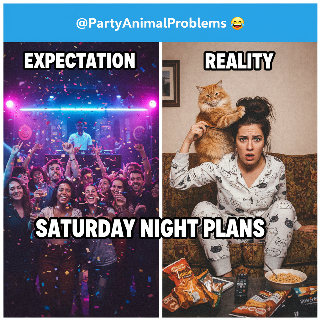 My Friday night plans: clubbing. My reality: arguing with my cat about bedtime.