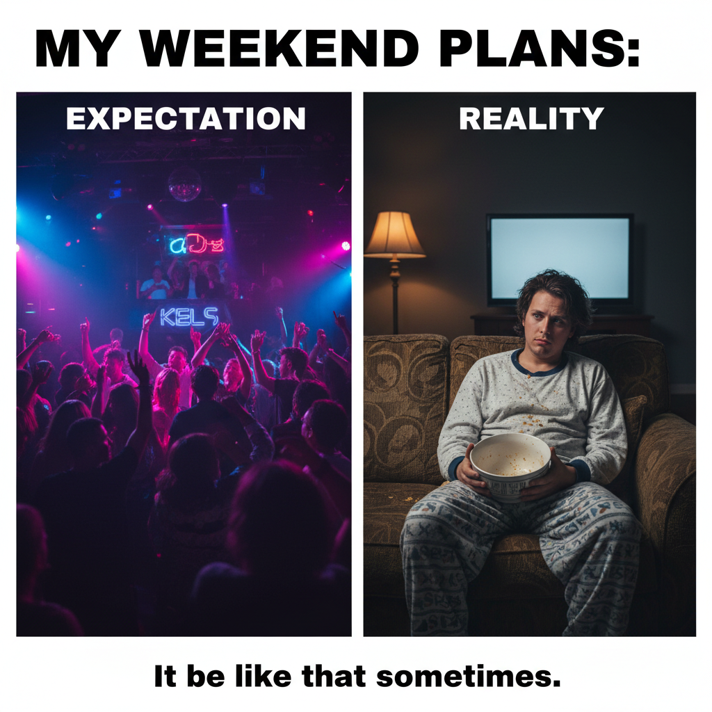 Friday night plans: clubbing. Friday night reality: debating if I should get up for another snack.