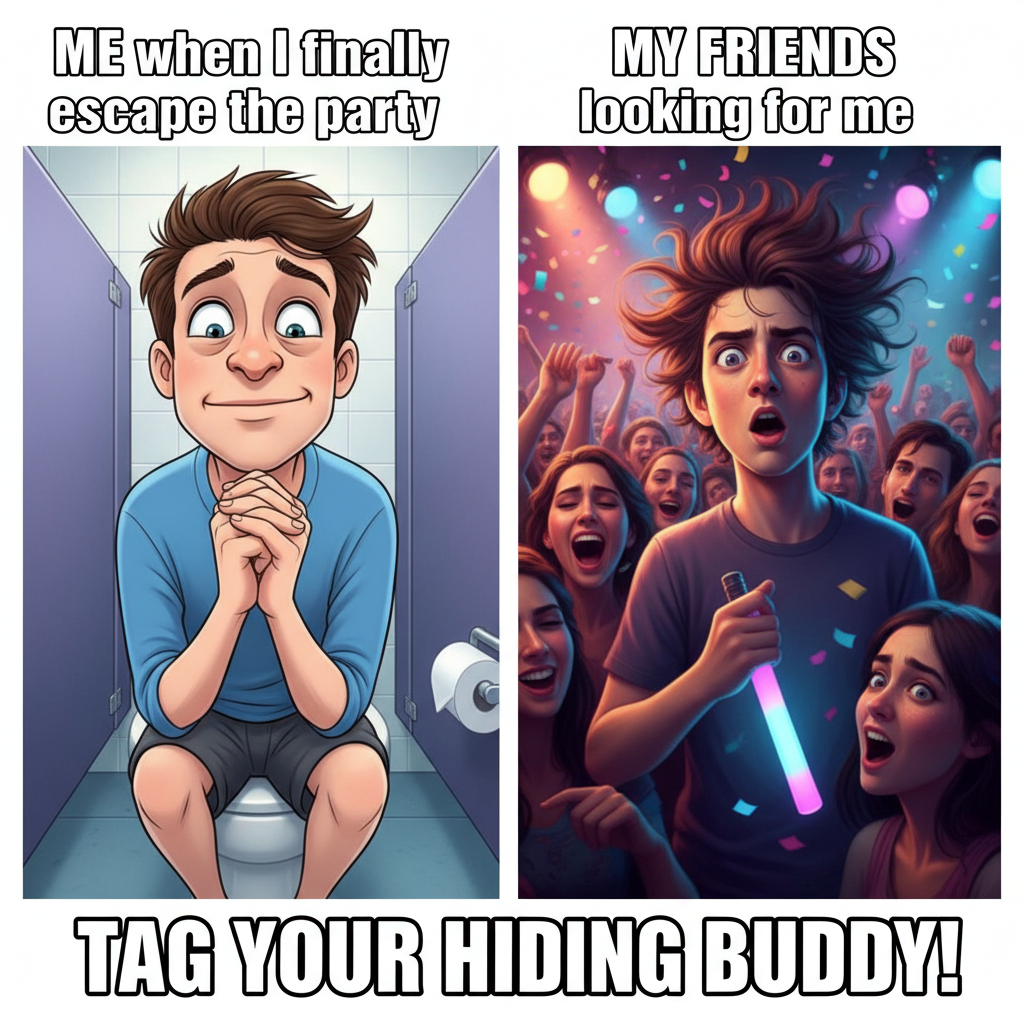 Introvert at a party: 'I just need 5 mins in the bathroom to recharge.' Extrovert: 'Where'd they go?'