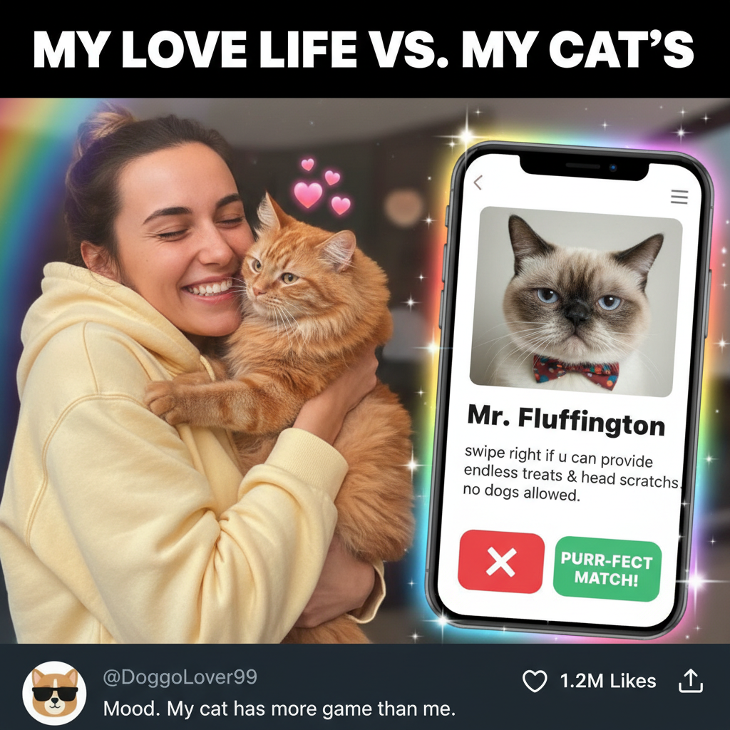 Matched with someone who only posts pics with their cat. It's a win. I'm dating the cat.