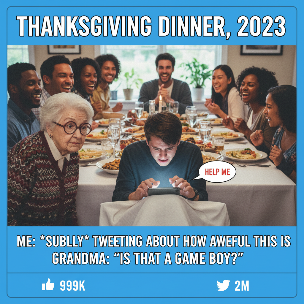 My aunt just asked if I'm 'still doing that internet thing.' Send help, it's holiday dinner.