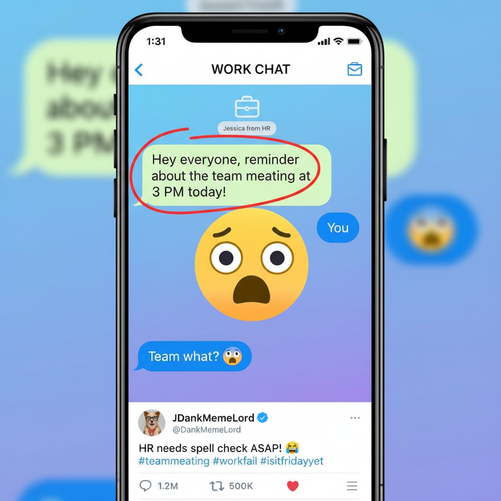 Autocorrect changed 'meeting' to 'meating'. My boss thinks I'm a cannibal.
