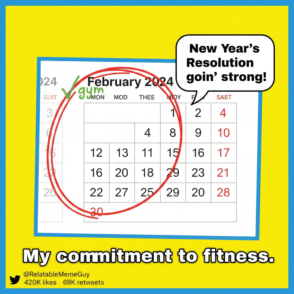 My New Year's resolution was to go to the gym. I went once. It's February.