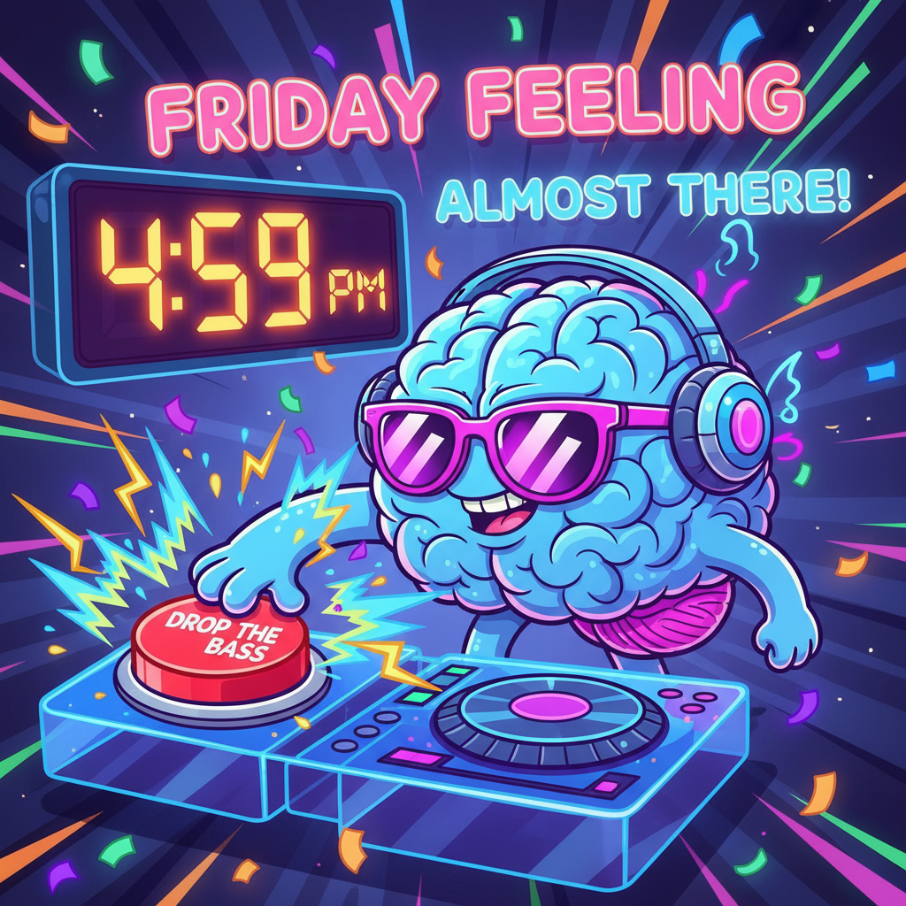 My brain cells at 4:59 PM on a Friday, ready to drop the bass and all responsibilities