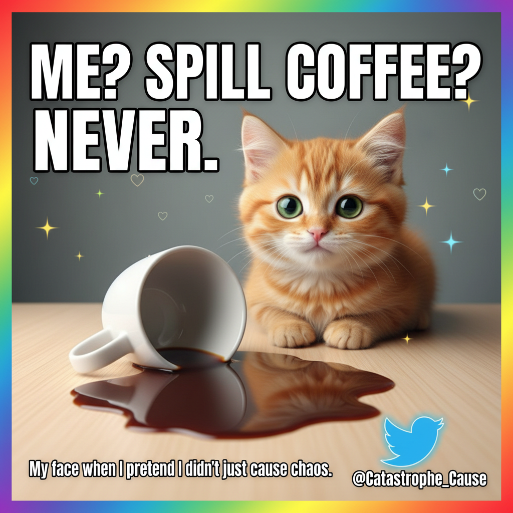 My cat just knocked my coffee over for attention. Worth it. #PetLife