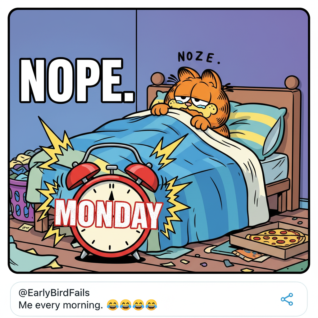 Me on Monday morning: My bed is my soulmate. My alarm is the villain.