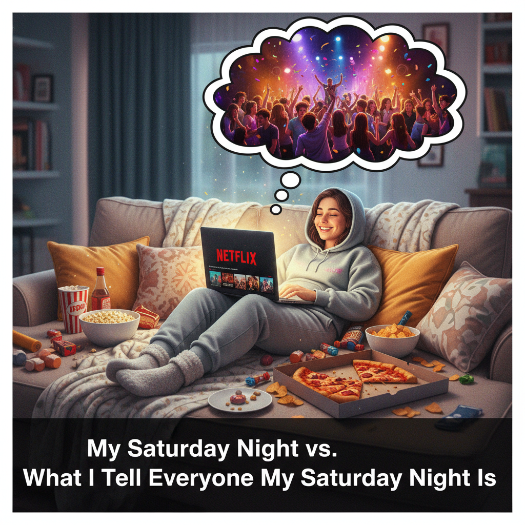 Friday night plans: wild party. Friday night reality: wild party... of one, with snacks and Netflix.