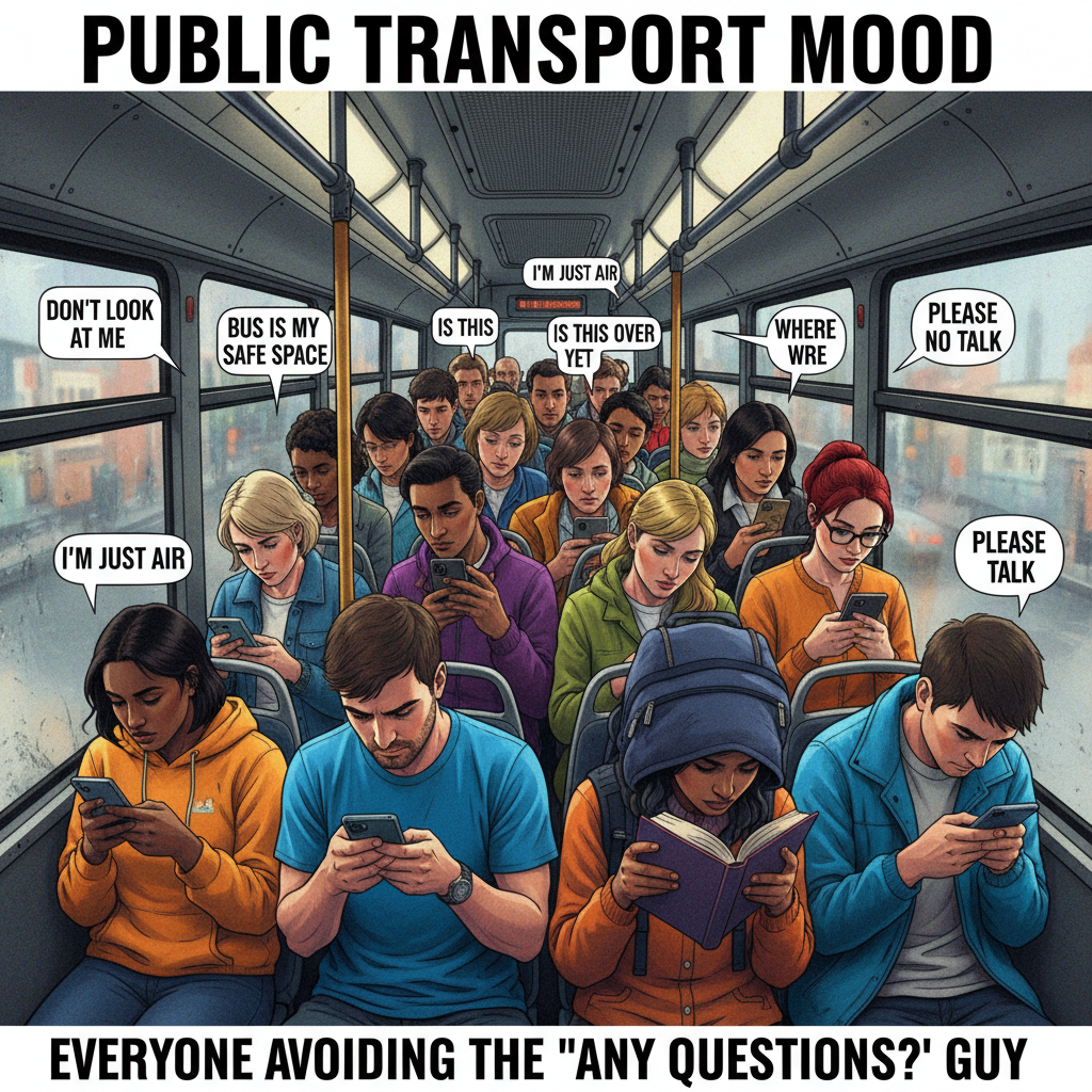 Public transport is just a social experiment to see how many people can avoid eye contact.
