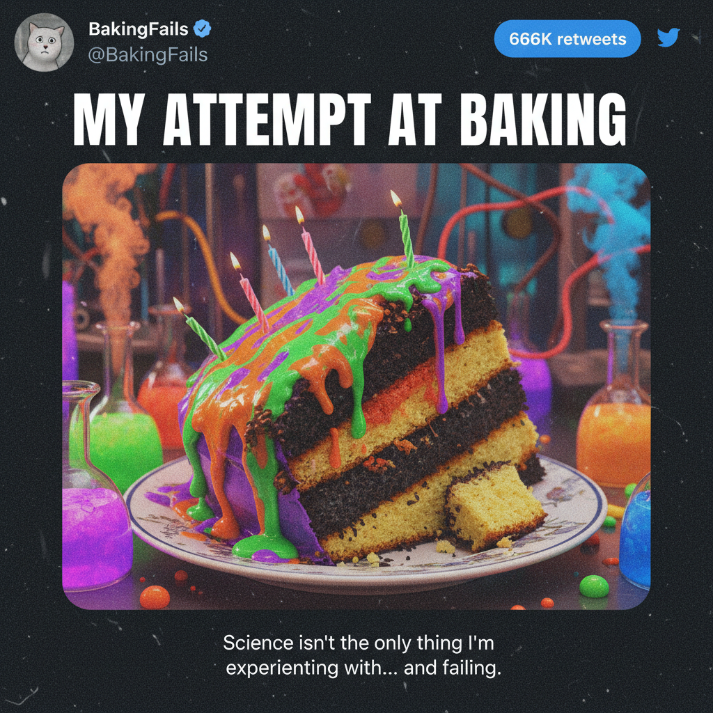 Tried to make a 'simple' cake. It now looks like a science experiment gone horribly wrong.