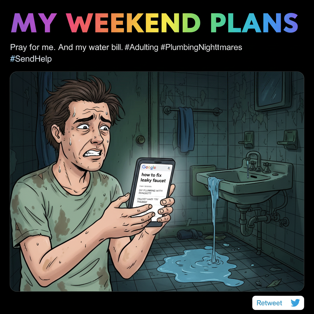 Adulting is just Googling 'how to fix a leaky faucet' at 2 AM.