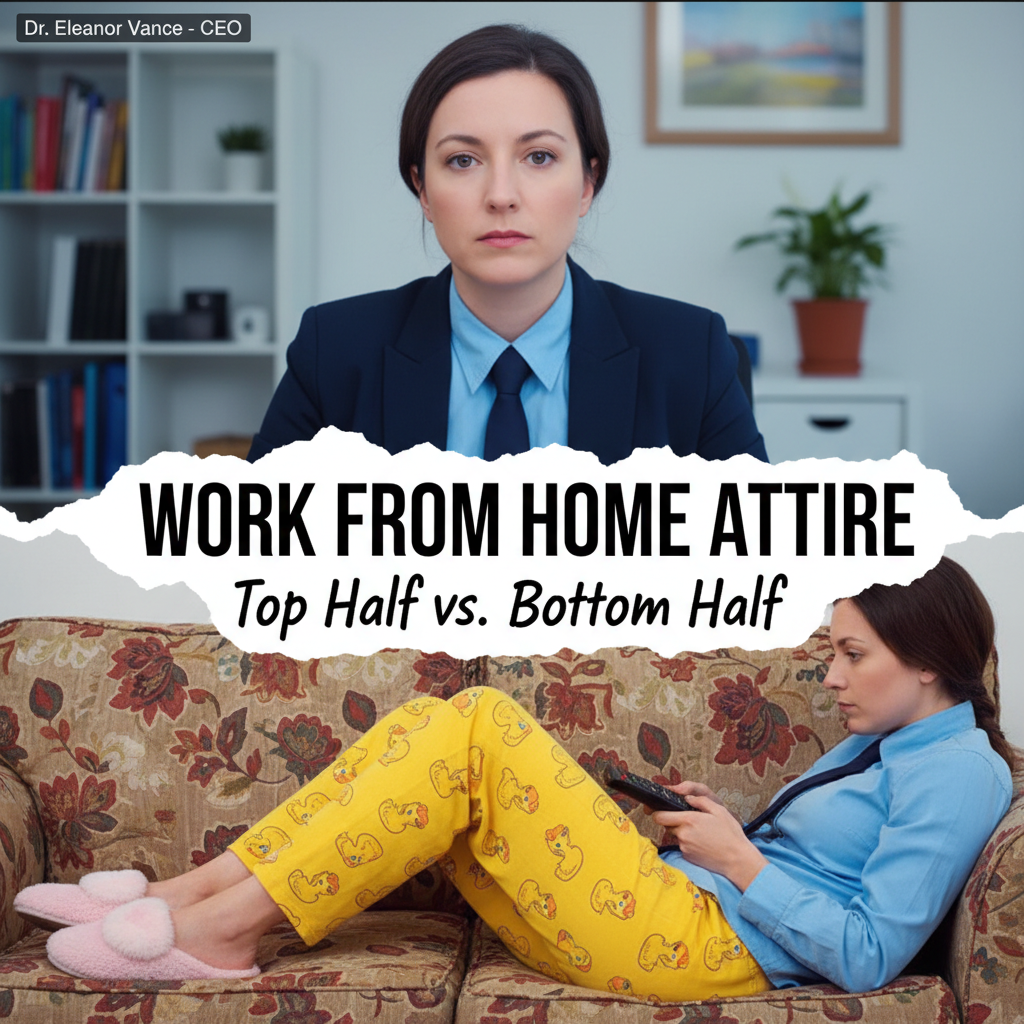 My 'work from home' outfit is 50% professional top, 50% pajama bottoms. The struggle is real.