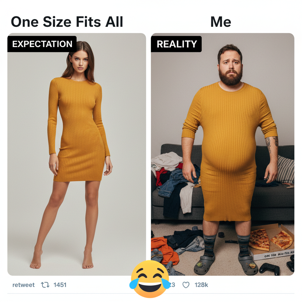 Bought 'one size fits all.' It fits exactly nobody. My bank account cries.