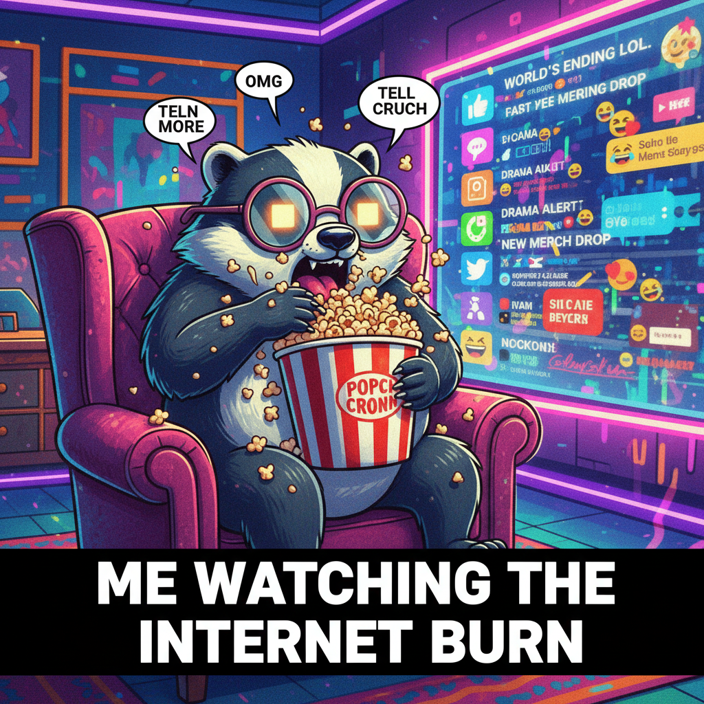 Me watching a celebrity drama unfold online: *eating popcorn meme*