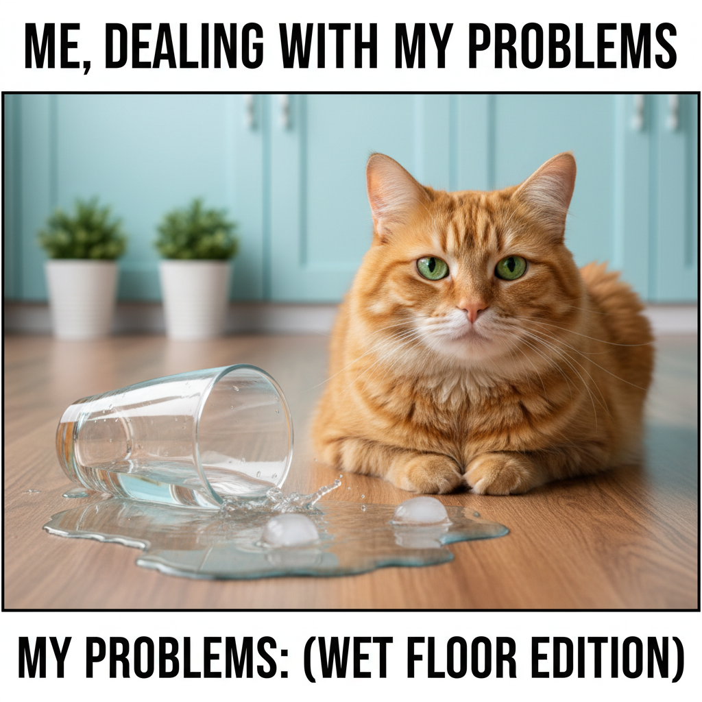 My cat just knocked my water off the table, stared me in the eye, then walked away. #PetLife