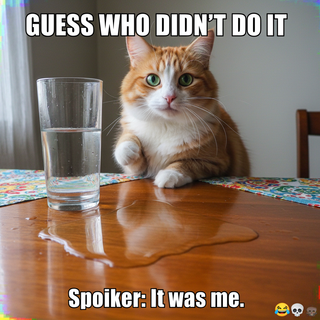 My cat just knocked my full glass of water over. I still love him. Send help.