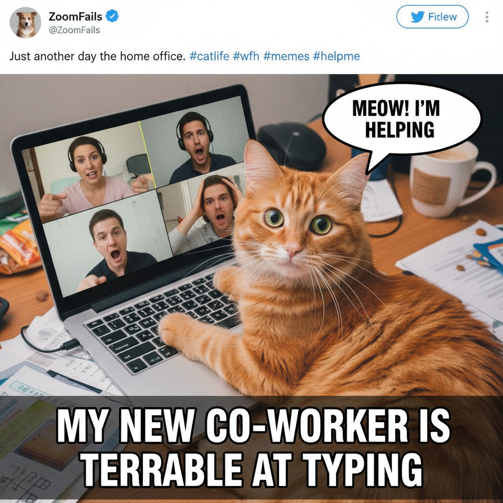 My cat just walked across my keyboard during a Zoom meeting and typed 'MEOW'. Boss loved it. I'm fired.