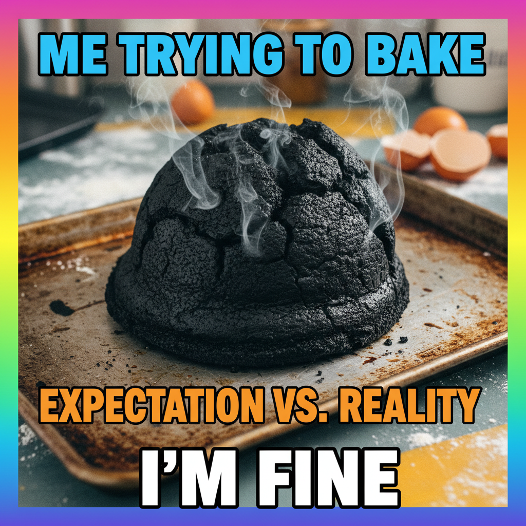 Attempted to bake a cake, ended up with a charcoal briquette. Send help (and a fire extinguisher).