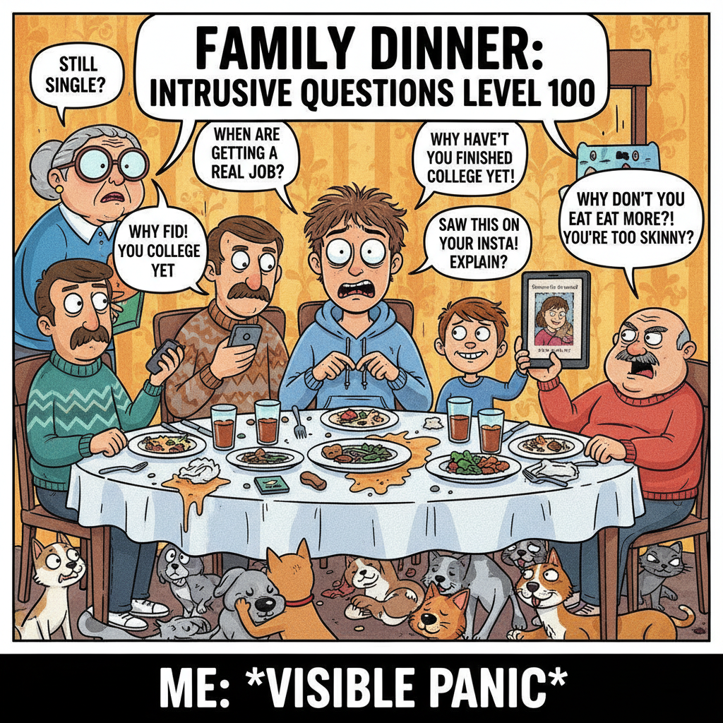 Aunt Carol asked about my love life again. Send wine and emergency exits. #HolidayChaos