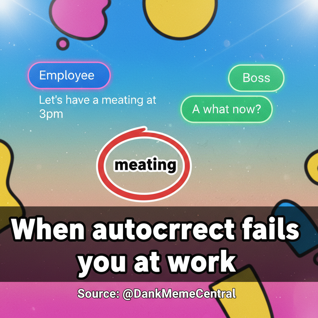 Autocorrect changed 'meeting' to 'meating'. My boss is now very confused. Send help.