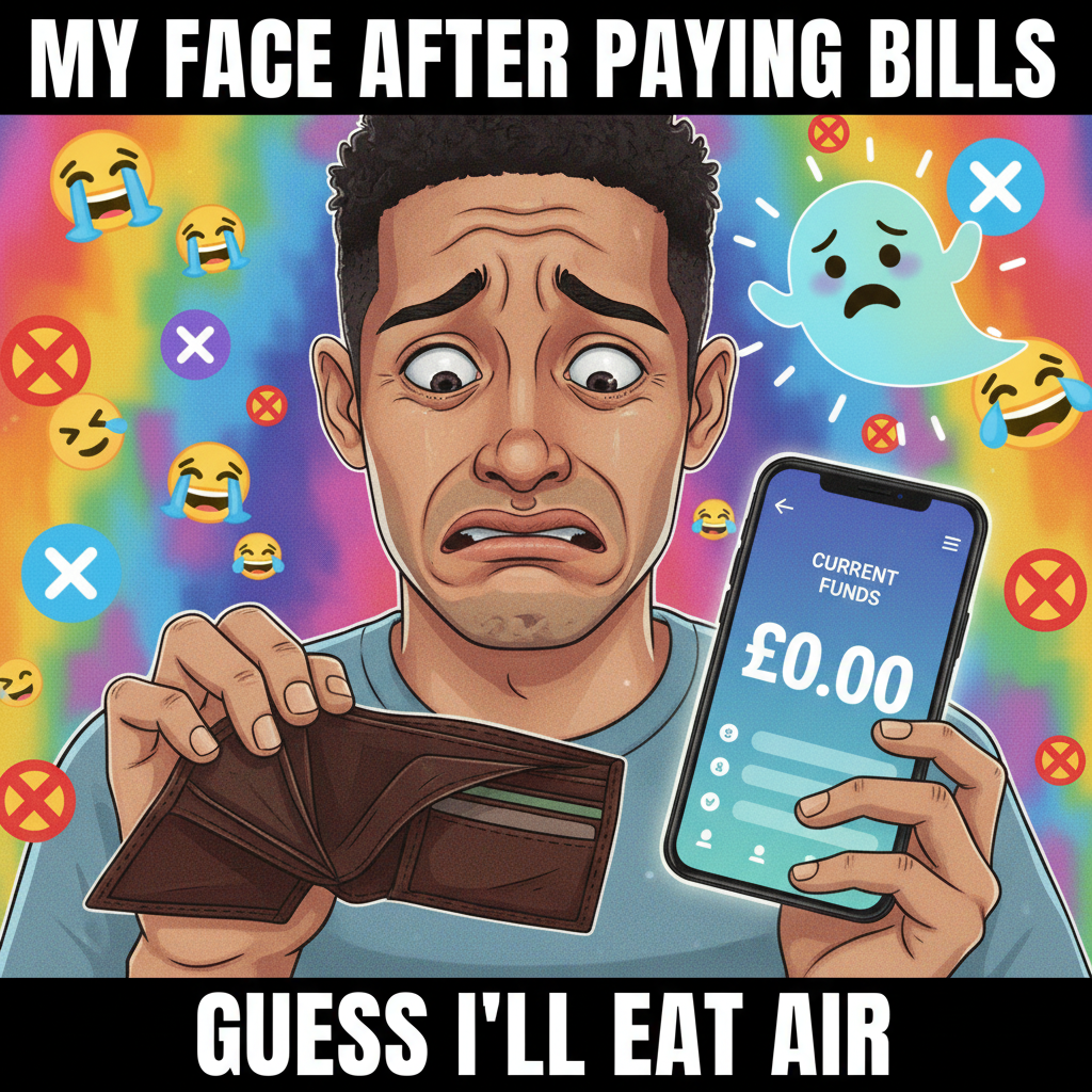 Just paid my bills. My bank account is now an empty abyss, much like my soul.