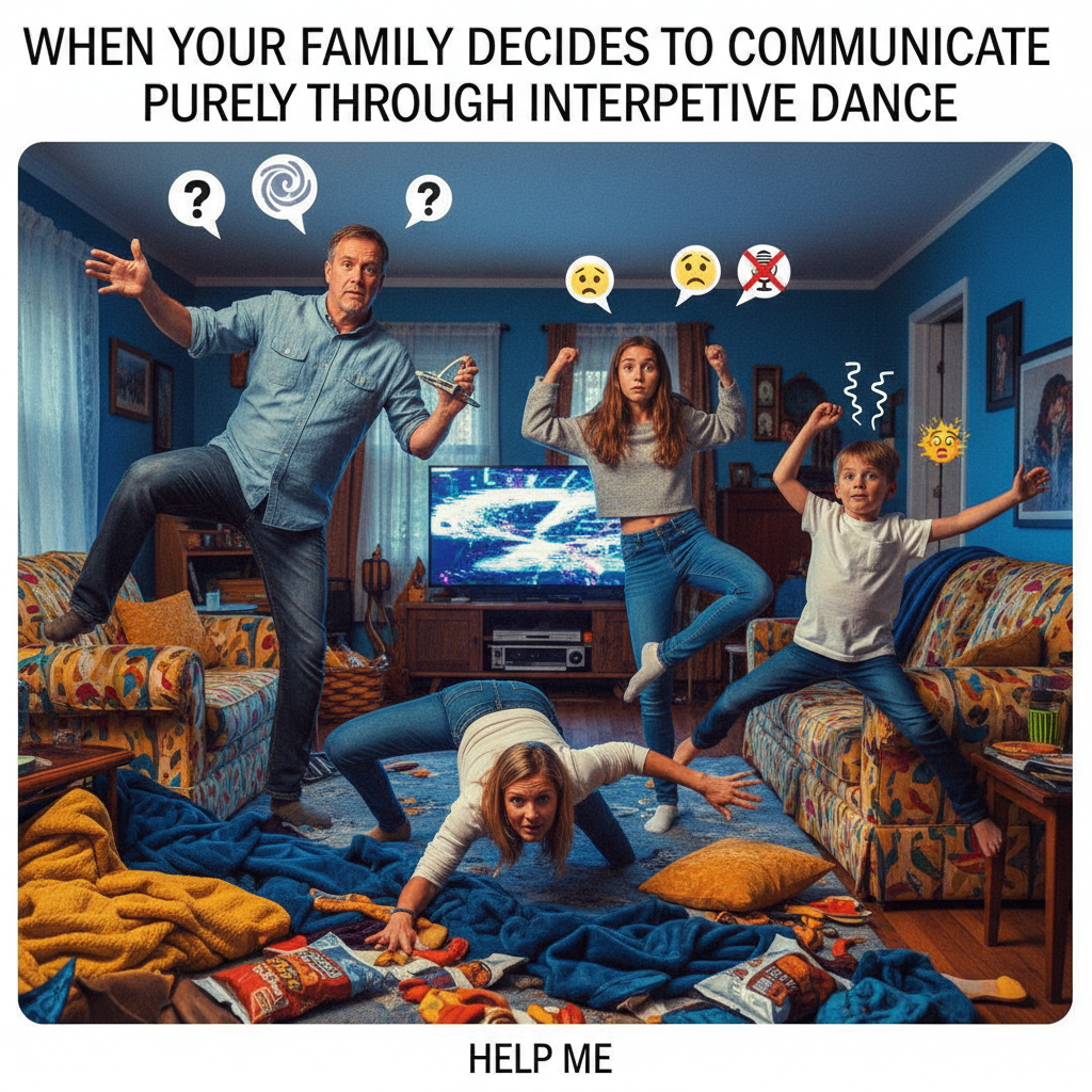 The wifi went down. My family is now communicating via interpretive dance.