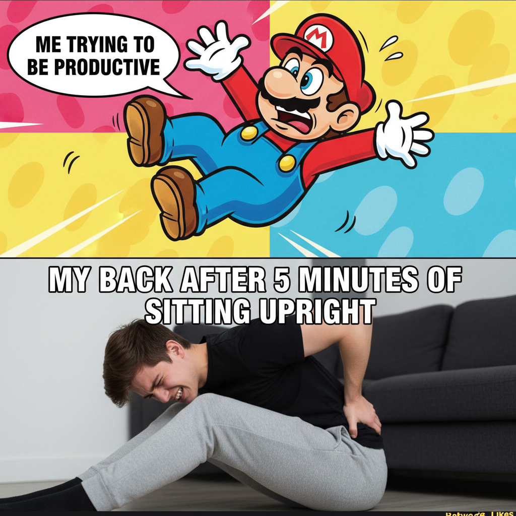 Me trying to use anime logic in real life: *falls dramatically* My back.