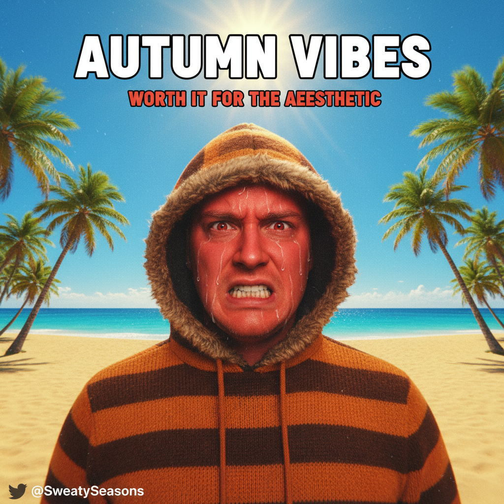 It's 90° in October and I'm still wearing a hoodie because 'fall vibes.' Send help.