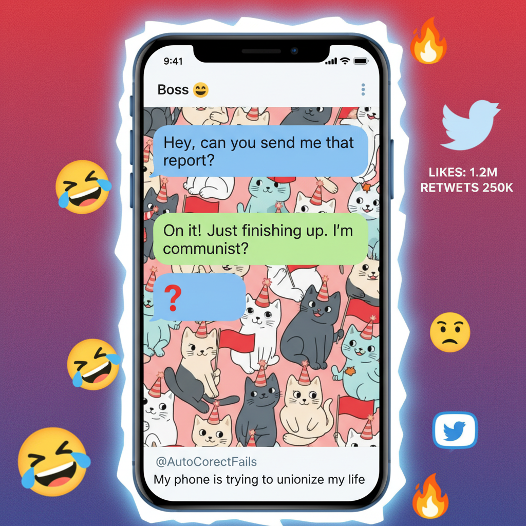 Autocorrect changed 'I'm coming' to 'I'm communist.' My boss is now very confused.