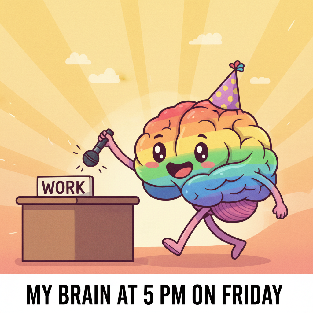 My brain cells logging off for the weekend like it's a mic drop moment