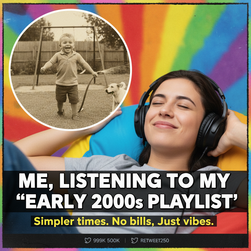 Hearing that one song from your childhood and suddenly you're 8 again, no bills, just vibes.