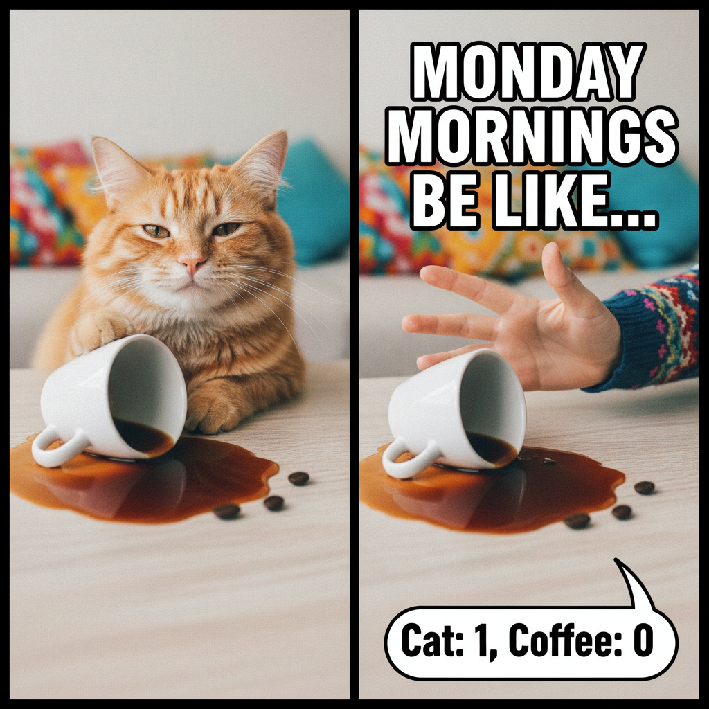 My cat just knocked my coffee over, stared me in the eye, and then walked away. The audacity. #PetLife