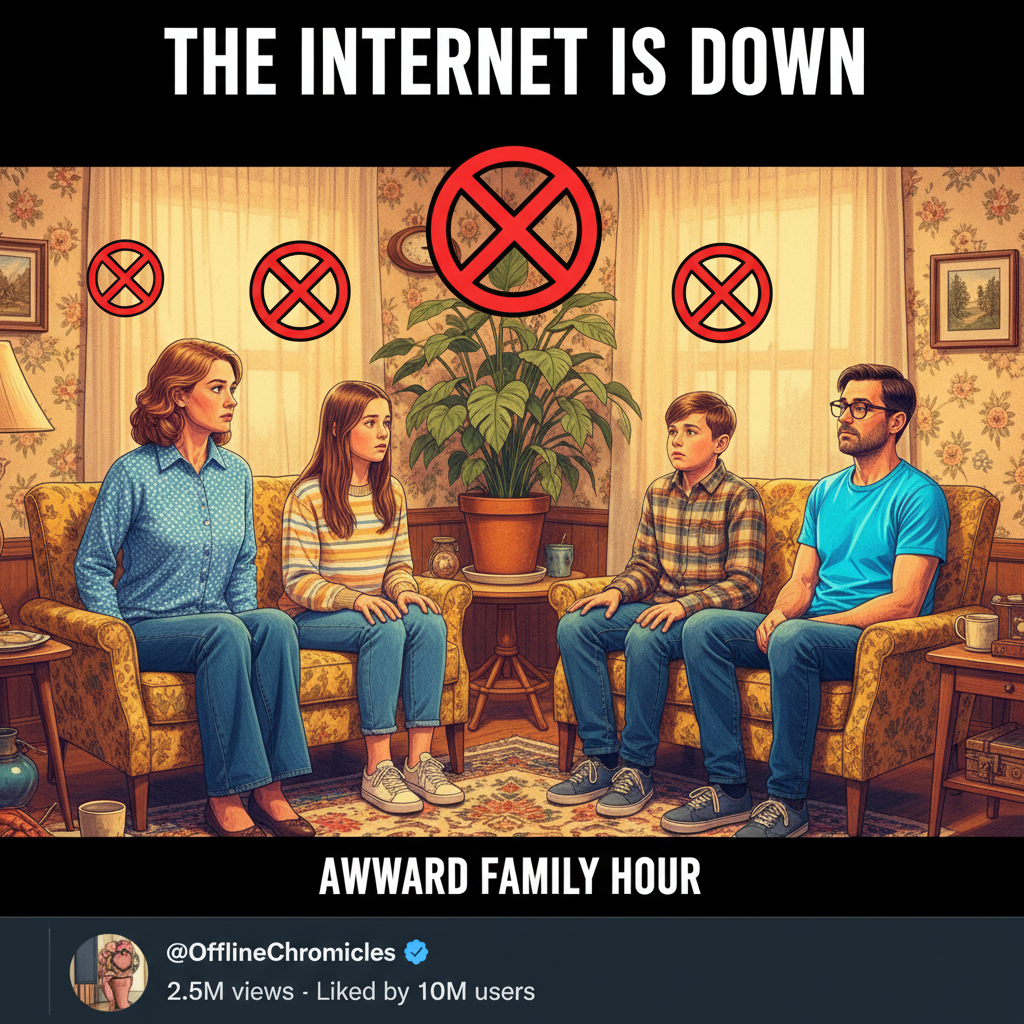 The wifi went down for 5 minutes and I almost started talking to my family. Crisis averted. #FirstWorldProblems