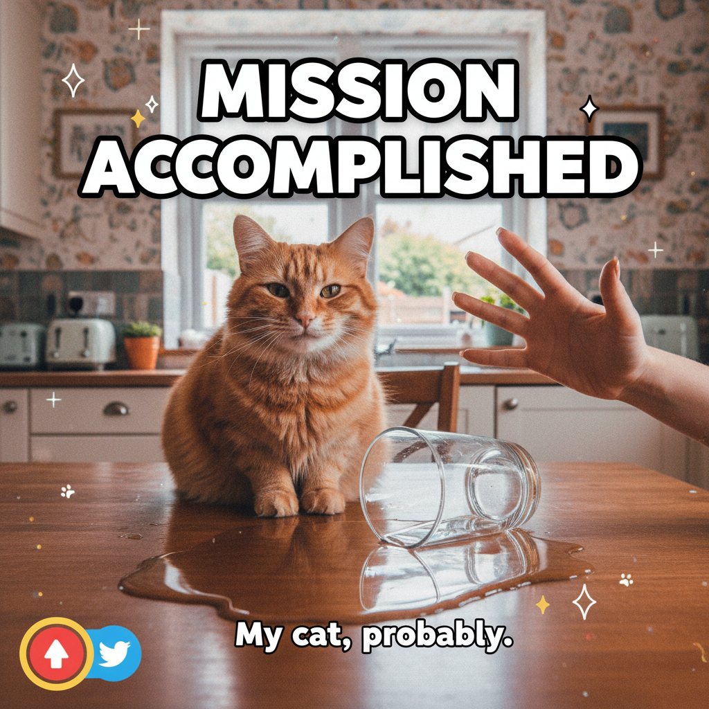 My cat just knocked my water glass over, stared me dead in the eyes, and walked away. Power move.