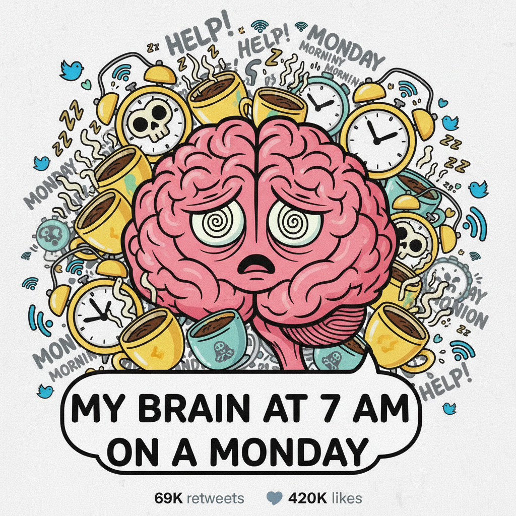 My brain on Monday morning: 'Did I actually sleep or just fast forward through the night?'