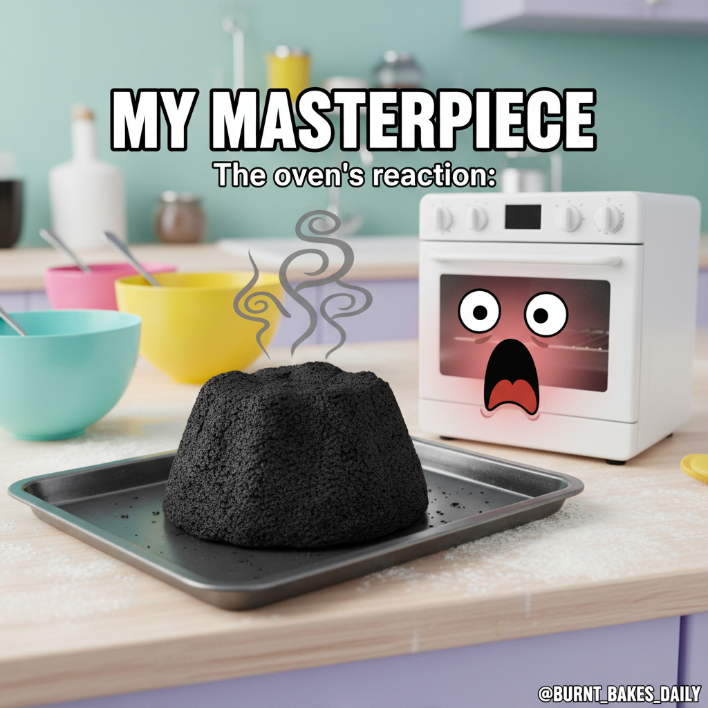 Tried to bake a cake, ended up with a charcoal briquette. My oven is traumatized.