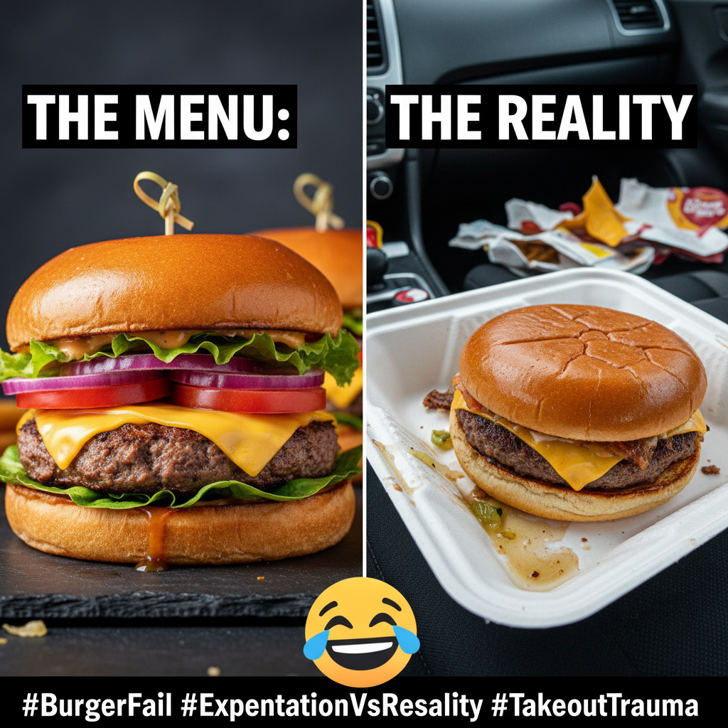 Ordered a gourmet burger, got a sad patty on a soggy bun. My disappointment is immeasurable.