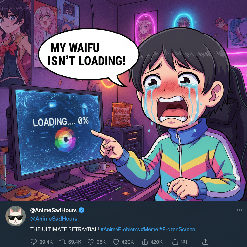 My face when my internet goes out mid-anime episode.