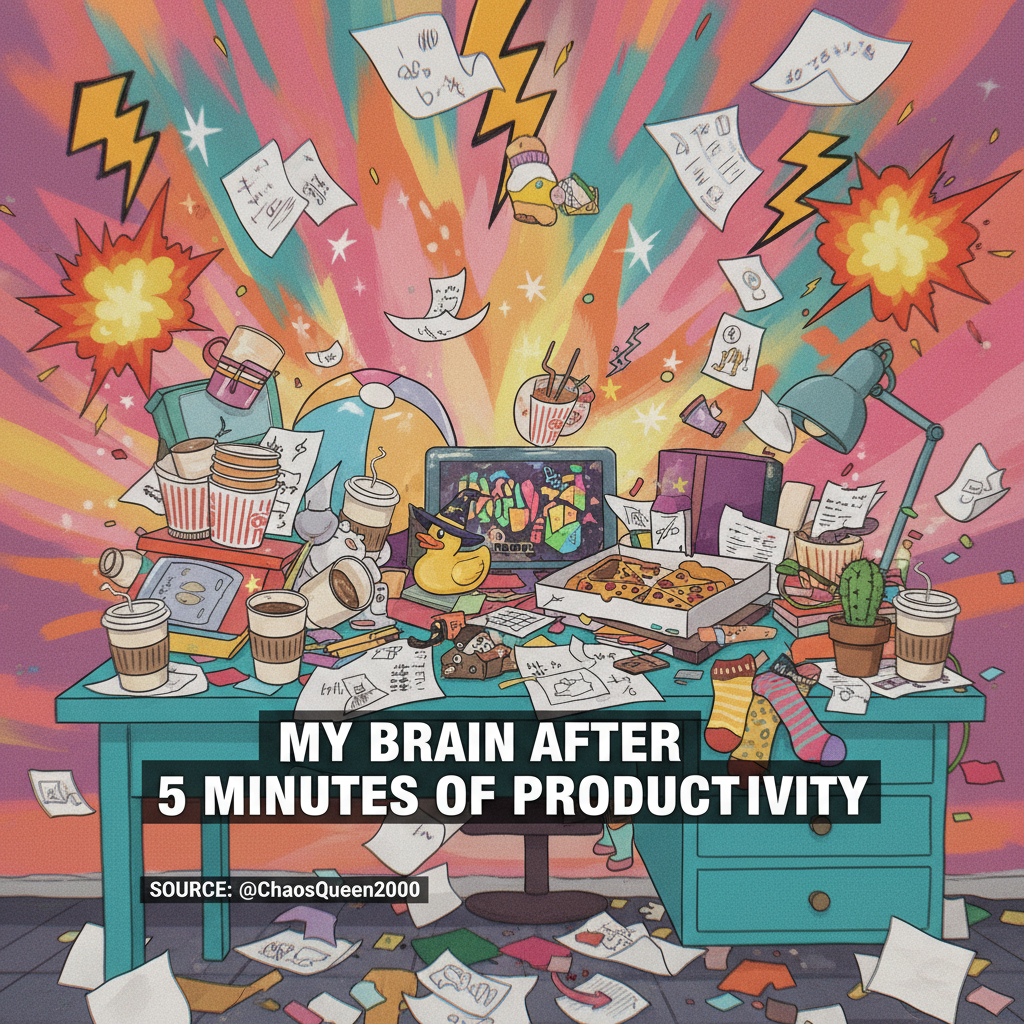 My New Year's resolution was to be more organized. My desk currently looks like a tornado hit it. Send help.