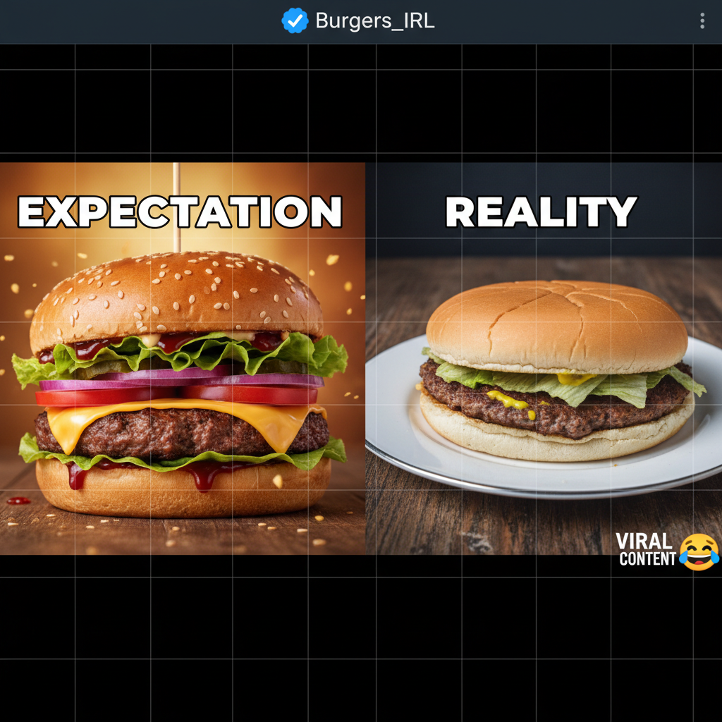 Ordered a 'gourmet' burger, got a sad patty on a bun. My expectations were NOT met. 😭