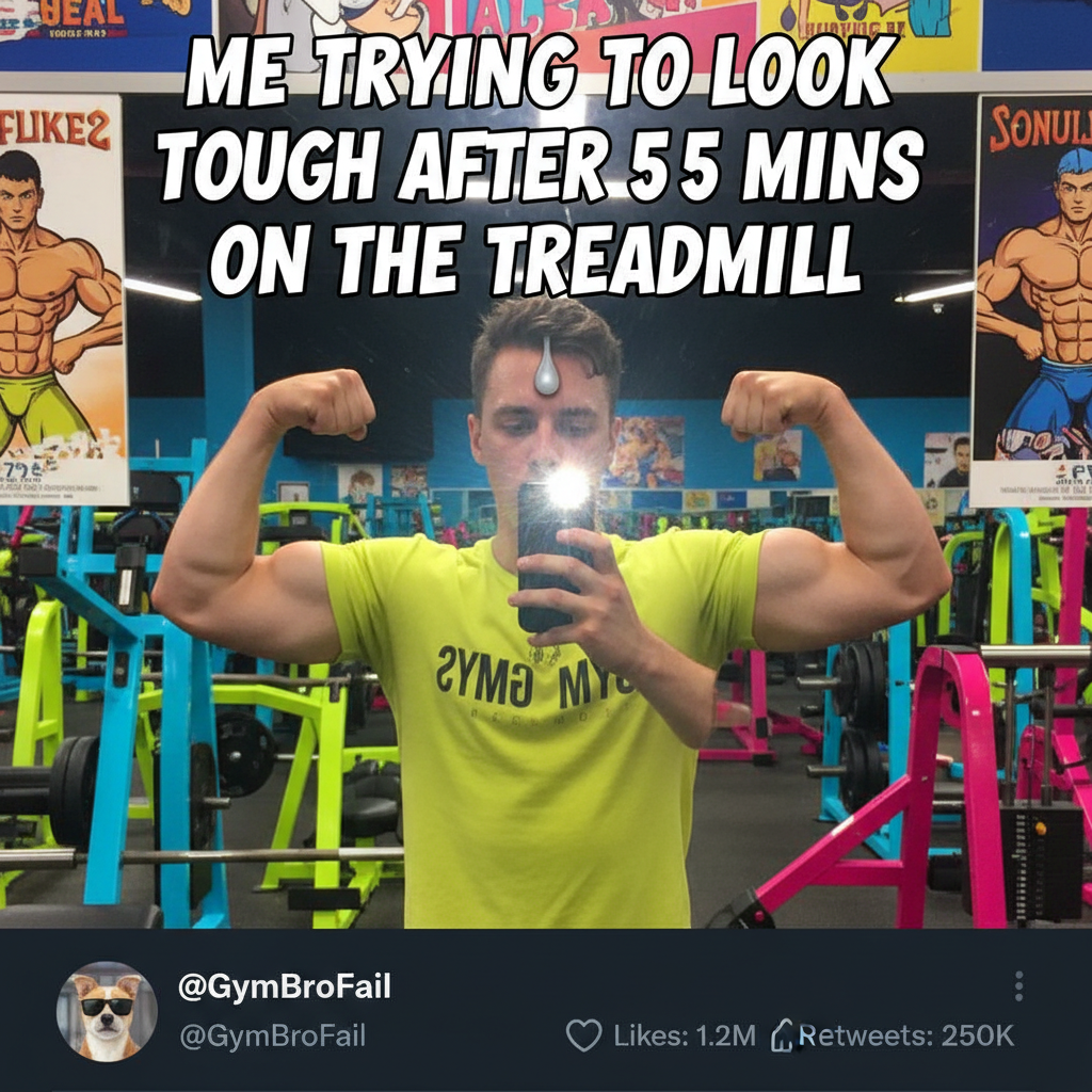 Went to the gym, did 3 reps, took a selfie, left. That counts, right? #GymLife