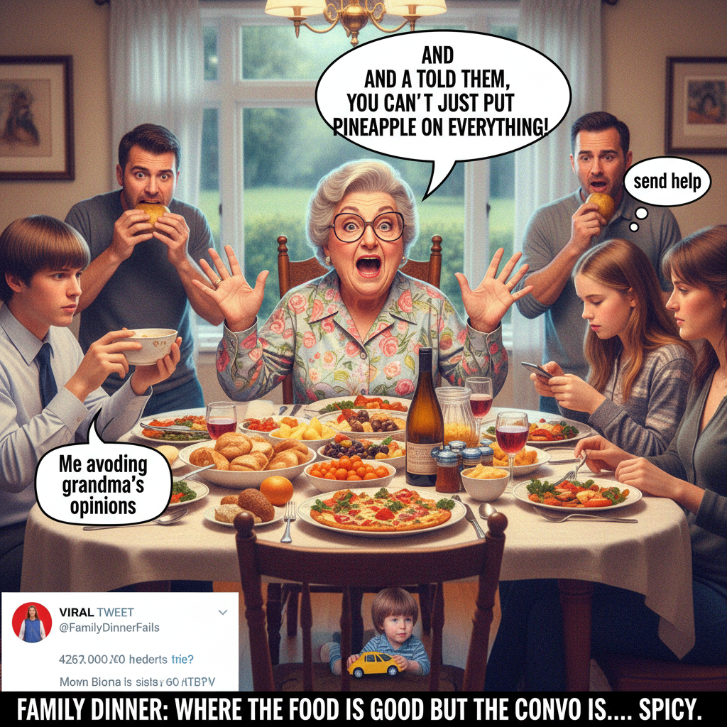 Aunt Carol's political rants are the real holiday tradition. Pass the gravy, please. 🙏