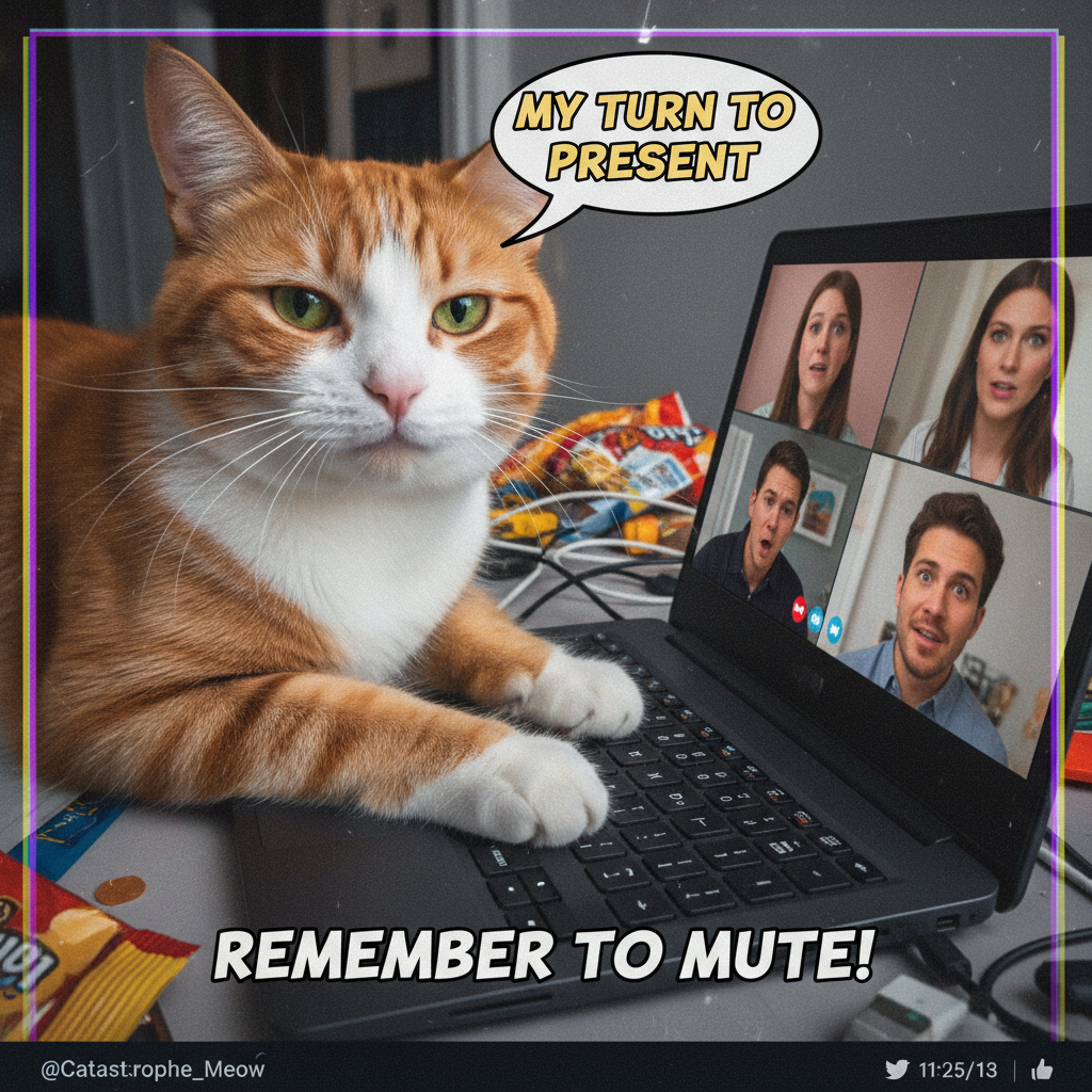 My camera is off, but my cat just walked across my keyboard during a client meeting. Send help.