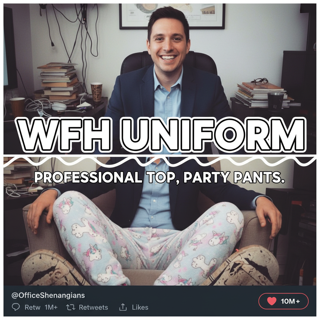 My 'work from home' outfit is 50% professional, 50% 'I haven't left the house in days'.