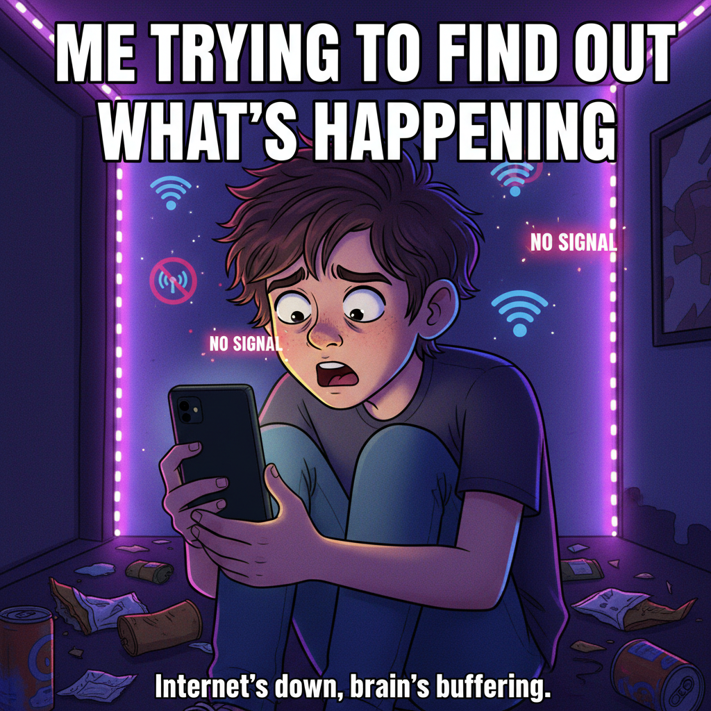 When the WiFi goes down, my brain goes offline too. Instant caveman mode activated.