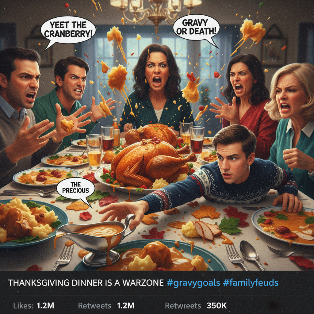Holiday dinner: where 'pass the gravy' becomes a 30-minute debate on politics.