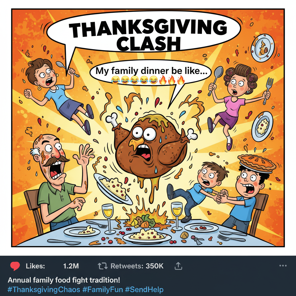 My family dinner is less 'festive' and more 'Hunger Games'. Send snacks.