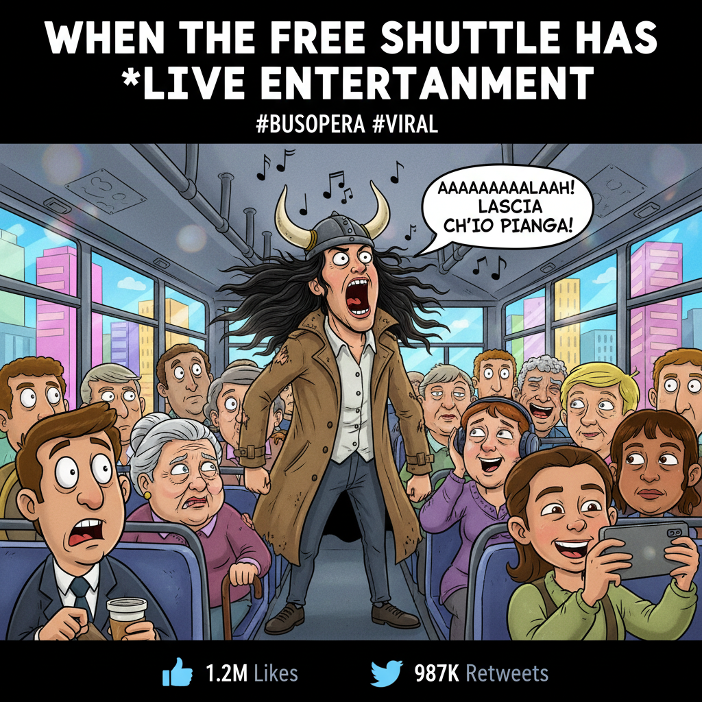 Just witnessed a full-blown opera on the bus. My commute is wilder than my dating life.