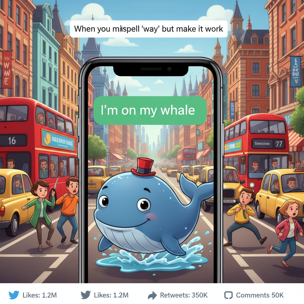 Autocorrect changed 'I'm on my way' to 'I'm on my whale.' Traffic's gonna be wild.